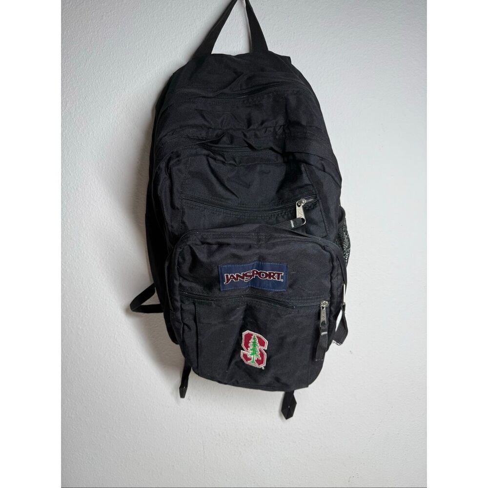 Vintage JanSport Black Backpack  Padded Shoulder Straps Mesh Pockets